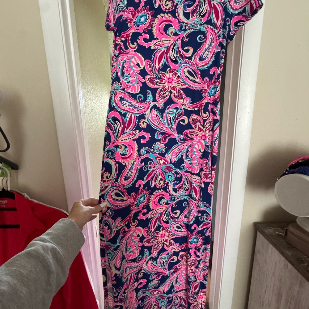Lilly Pulitzer Pink and Blue Paisley Maxi Dress